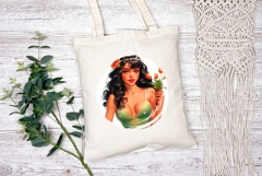 Pin Up Girl Illustration, Cartoon Girl PNG, Tulips PNG Product Image 2