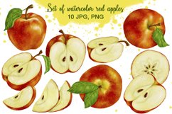 Set of watercolor juicy red apples Product Image 1