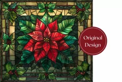 Christmas Flowers Tumbler, Stained Glass Christmas Tumbler Product Image 2