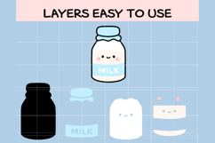 Cute Baby Milk Bottle SVG Bundle | Kawaii Outline &amp; Color Cl Product Image 2