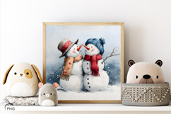 Cute vintage Snowmans digital paper, background clipart Product Image 2