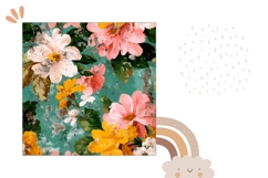 Cartoon Flowers Pillow PNG, Vintage Pillow Case Sublimation Product Image 2