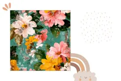 Cartoon Flowers Pillow PNG, Vintage Pillow Case Sublimation Product Image 2