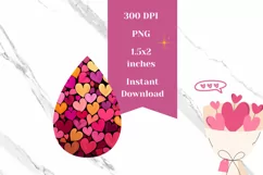 Love Hearts Teardrop Earrings, Valentine Earrings PNG Product Image 2