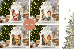 Retro Woman Santa Sack Design, Christmas Tree PNG Product Image 2