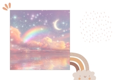 Glitter Stars Pillow Sublimation, Rainbow Pillow Template Product Image 2