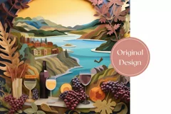 3D Wine Tumbler Wrap PNG, Summer Sublimation Tumbler PNG Product Image 2