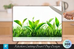 Green Tea Leaves on Grass Field Cutting Board PNG Design Product Image 1