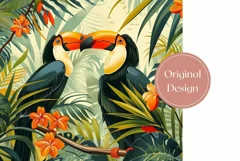 Toucans Tumbler Design, Tropical Leaves Tumbler Sublimation Product Image 2