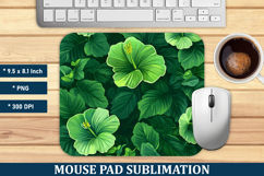 Green Hibiscus Flower Mouse Pad | Mouse Pad Sublimation Product Image 1