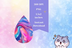 Colorful Teardrop Earring, Pink Neon Earring Sublimation Product Image 2
