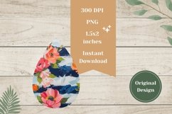 Floral Teardrop Earrings PNG, Flowers Sublimation Earrings Product Image 2