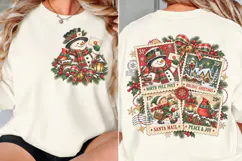 Christmas Postage Front Back PNG, Snowman Postcard Front Bac Product Image 1