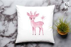 Cute Pink Deer Watercolor Clipart Sublimation PNG Product Image 2