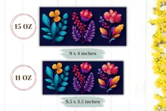 Floral Mug Wrap, Colorful Mug PNG, Flowers Sublimation Product Image 2