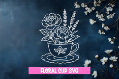 Vintage floral teacup SVG Product Image 1