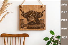 Highland cow Design, Cutting board SVG, Laser cut, Cricut Product Image 2