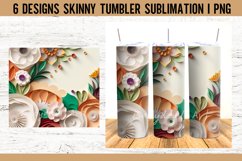 3D Papercut Flowers Tumbler Sublimation Design PNG Product Image 2