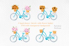 Bicycle Sublimation, Watercolor cliparts with flowers, PNG Product Image 3