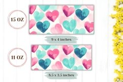 Love Mug Wrap Design, Blue Love Hearts Mug Sublimation Product Image 2