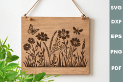 Wildflowers SVG, Laser Engraving files for Cutting board Product Image 1