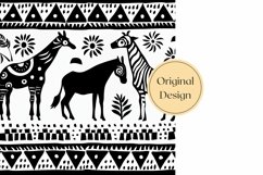 Ethnic Pillow Case Design, Black and White Pillowcase Design Product Image 2