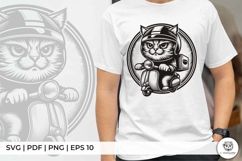 Cool Cat Rider on Classic Motorcycle Product Image 2