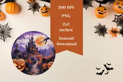 Halloween Earring PNG, Watercolor Pumpkins Sublimation Product Image 2