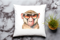 Watercolor Monkey with Sunglasses Clipart PNG Product Image 2