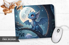 Blue Dragon Under Moonlight Mouse Pad PNG Design Product Image 1