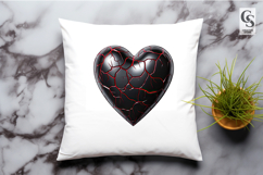 Cracked Black Heart Illustration Clipart Sublimation PNG Product Image 3
