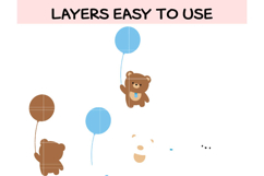 Cute Teddy Bear Balloon SVG Bundle | Baby Shower, Birthday, Product Image 3