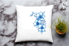 Blue Floral Corner Clipart Sublimation PNG Product Image 2