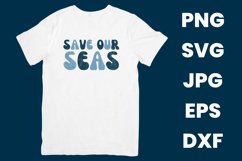 Retro Blue Save Our Seas, Whale Ocean Sea Lovers SVG Product Image 2
