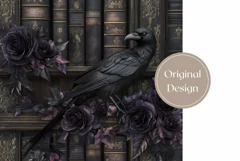 Black Raven Tumbler Wrap Design, Crow Tumbler Sublimation Product Image 2