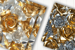 Gold silver roses digital paper Product Image 2