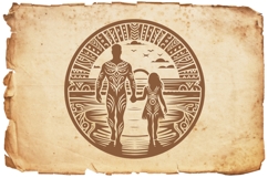Tribal Silhouette Father and Daughter Product Image 7