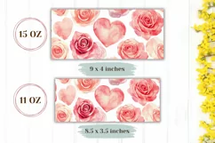 Watercolor Pink Roses Mug Sublimation, Flowers Mug Wrap Product Image 2