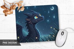 Curious Night Dragon Among Stars Mouse Pad PNG Design Product Image 1
