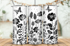 20oz Skinny Tumbler laser svg, Wildflowers pattern wrap Product Image 2