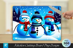 Snowmen with Scarves Christmas Cutting Board PNG Design Product Image 1