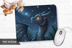 Curious Night Dragon Among Stars Mouse Pad PNG Design Product Image 1