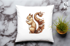 Floral Squirrel Alphabet Letter S Clipart Sublimation PNG Product Image 3
