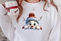 Christmas Snowman Peeking Clipart PNG Product Image 2