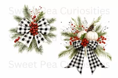 Christmas, bows, Ephemera, PNG, watercolor, Clipart Product Image 2