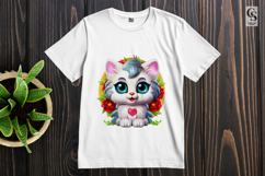 Cute Kitten Flower Heart Clipart Sublimation PNG Product Image 2
