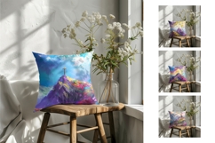 Easter Cross Pillow Template, Floral Easter Pillowcase PNG Product Image 2