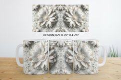 3D White Flowers Mug Wrap | Sublimation Coffee Cup Product Image 4