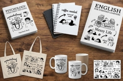 Messy Life Clipart Bundle, Tired Overwhelmed Doodle SVG Product Image 2