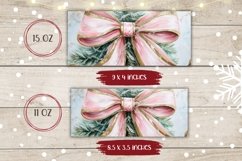 Watercolor Christmas Mug Wrap, Christmas Ribbon Sublimation Product Image 2
